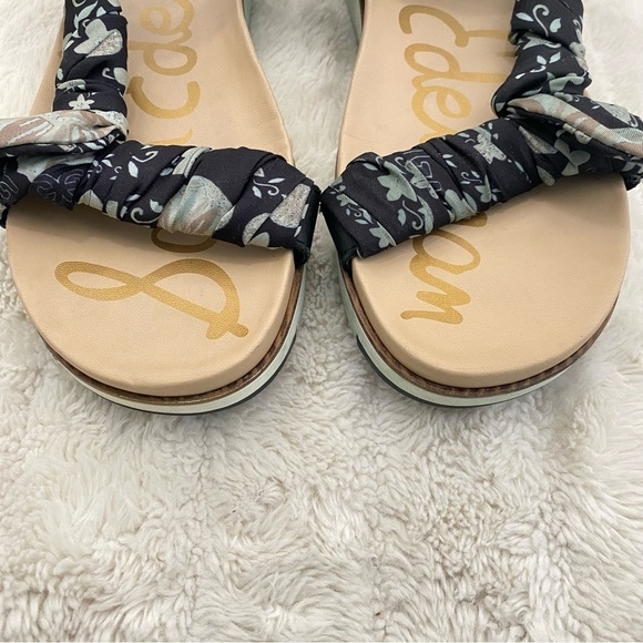Sam Edelman Ashie Anthropologie Floral Scarf Black Boho Sandals Size 9.5 - Picture 3 of 16
